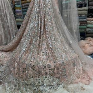 SC3 Peach Pink Beads and sequence work Cutdana Fabrics