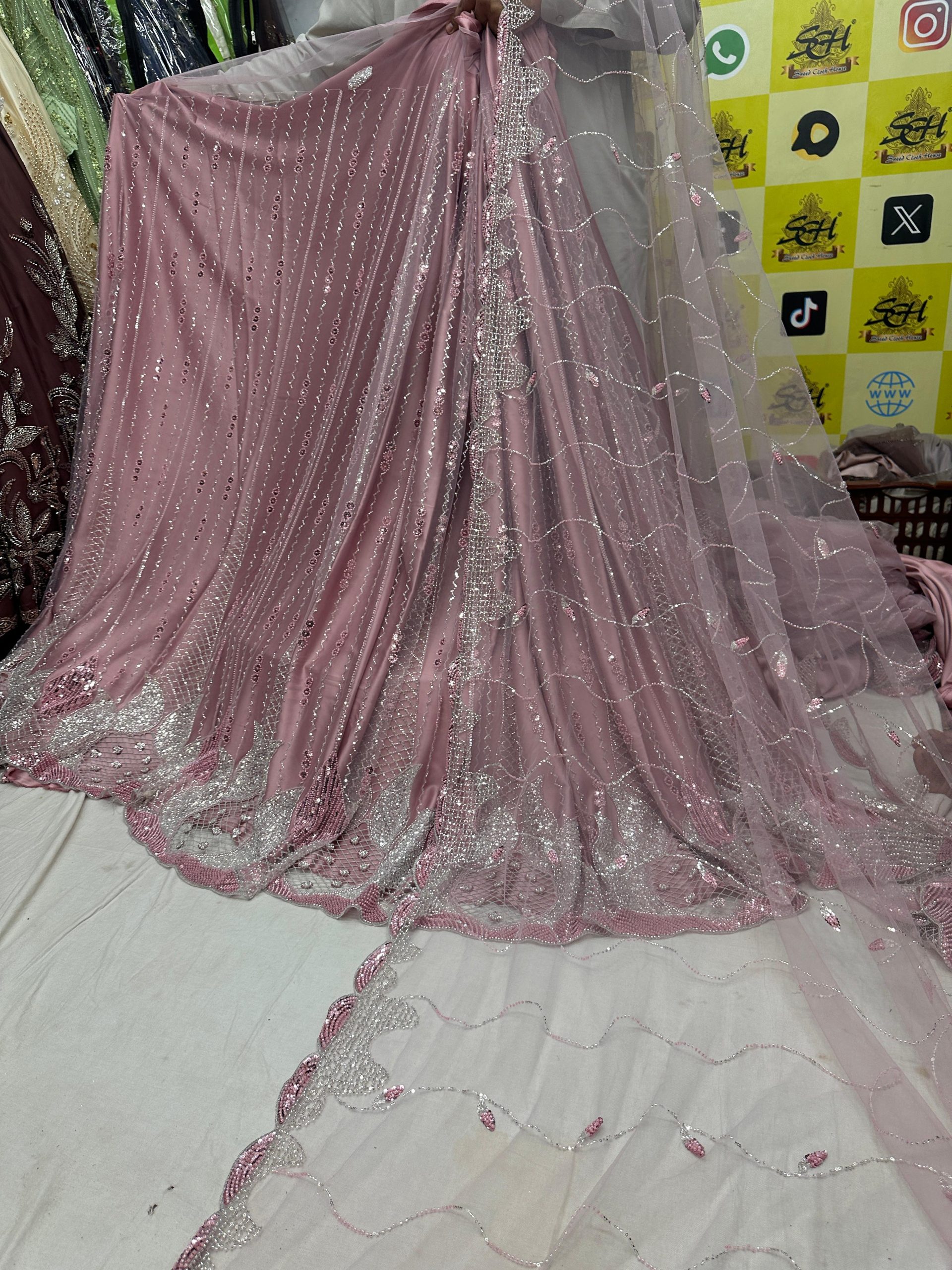 SC5 Pink Beads and sequence work Cutdana Fabrics