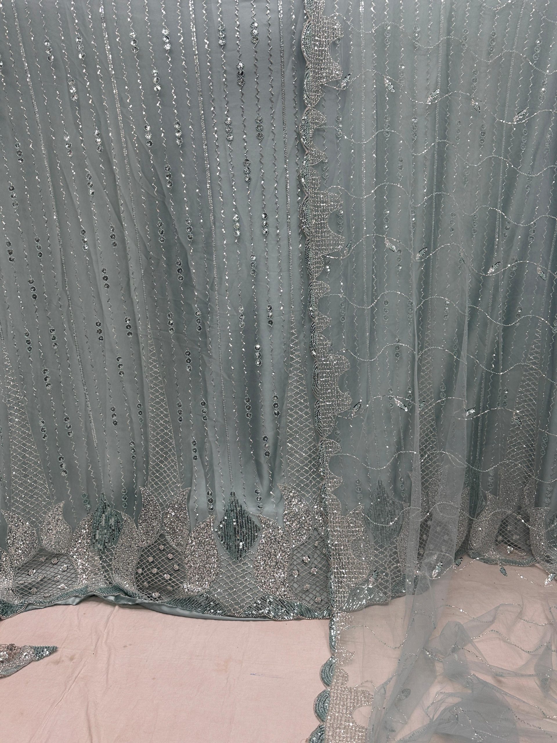 SC6 Teal Beads and sequence work Cutdana Fabrics