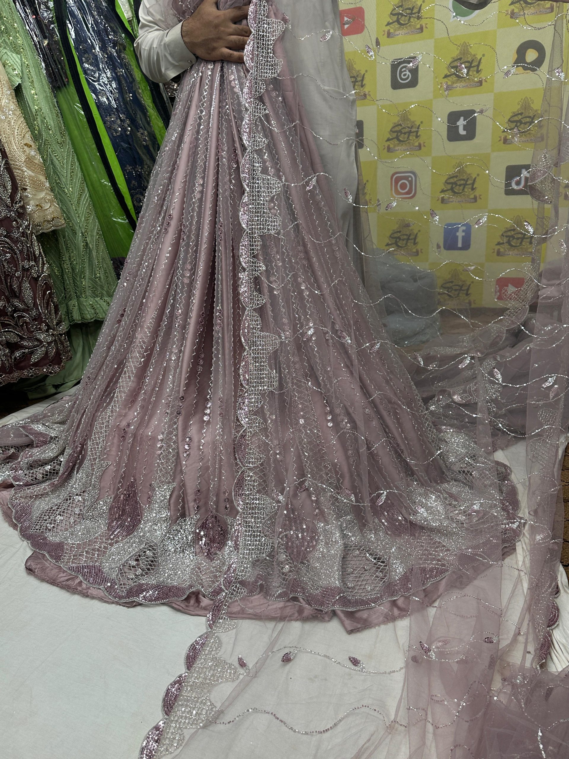 SC7 Mauve/Lilac Beads and sequence work Cutdana Fabrics