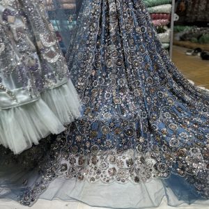 SC9 Blue Beads and sequence work Cutdana Fabrics