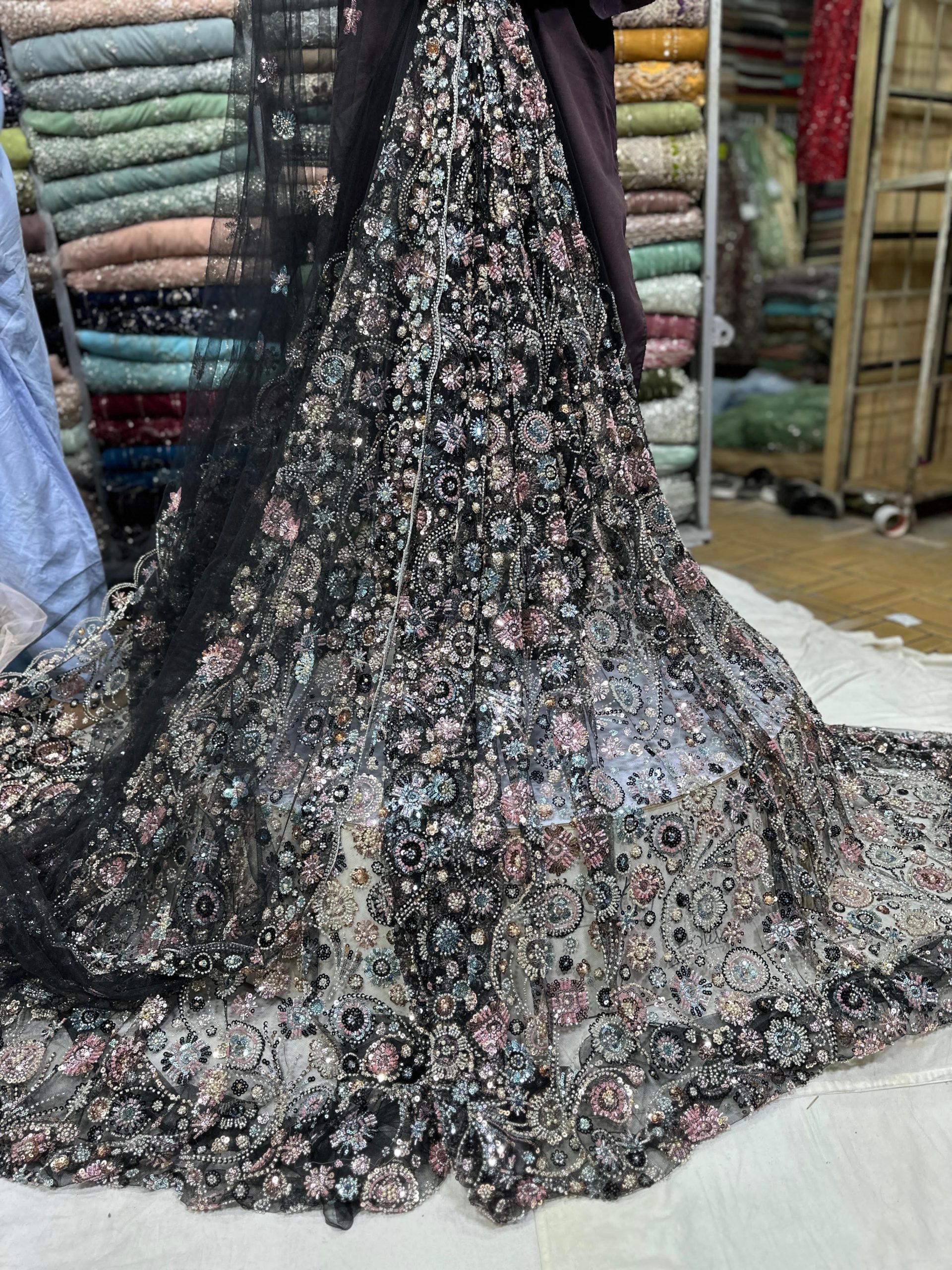 SC11 Black Beads and sequence work Cutdana Fabrics