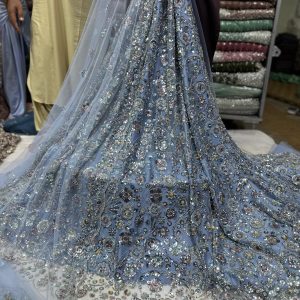 SC12 Light Blue Beads and sequence work Cutdana Fabrics