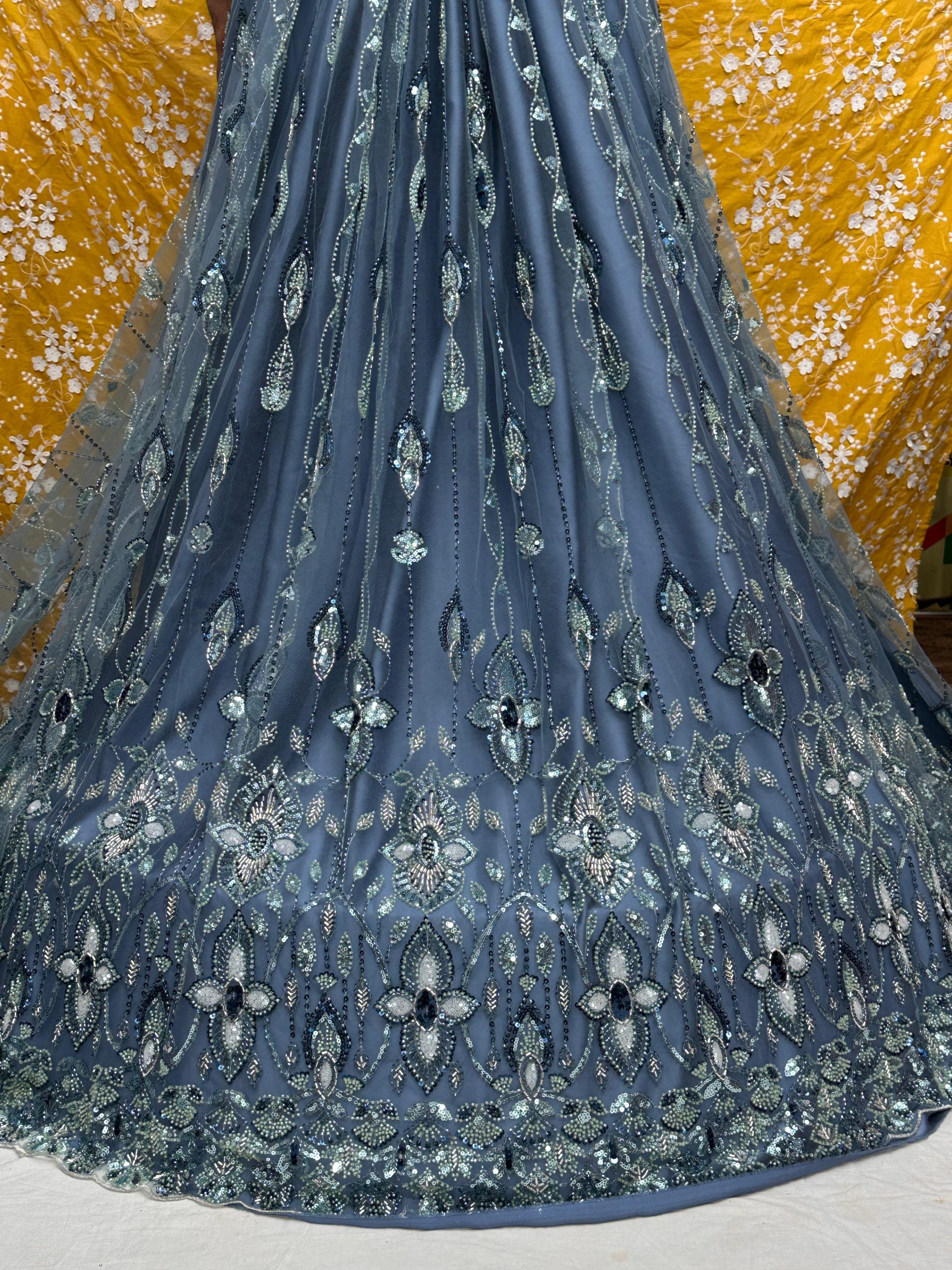 SC14 Light Blue Beads and sequence work Cutdana Fabrics