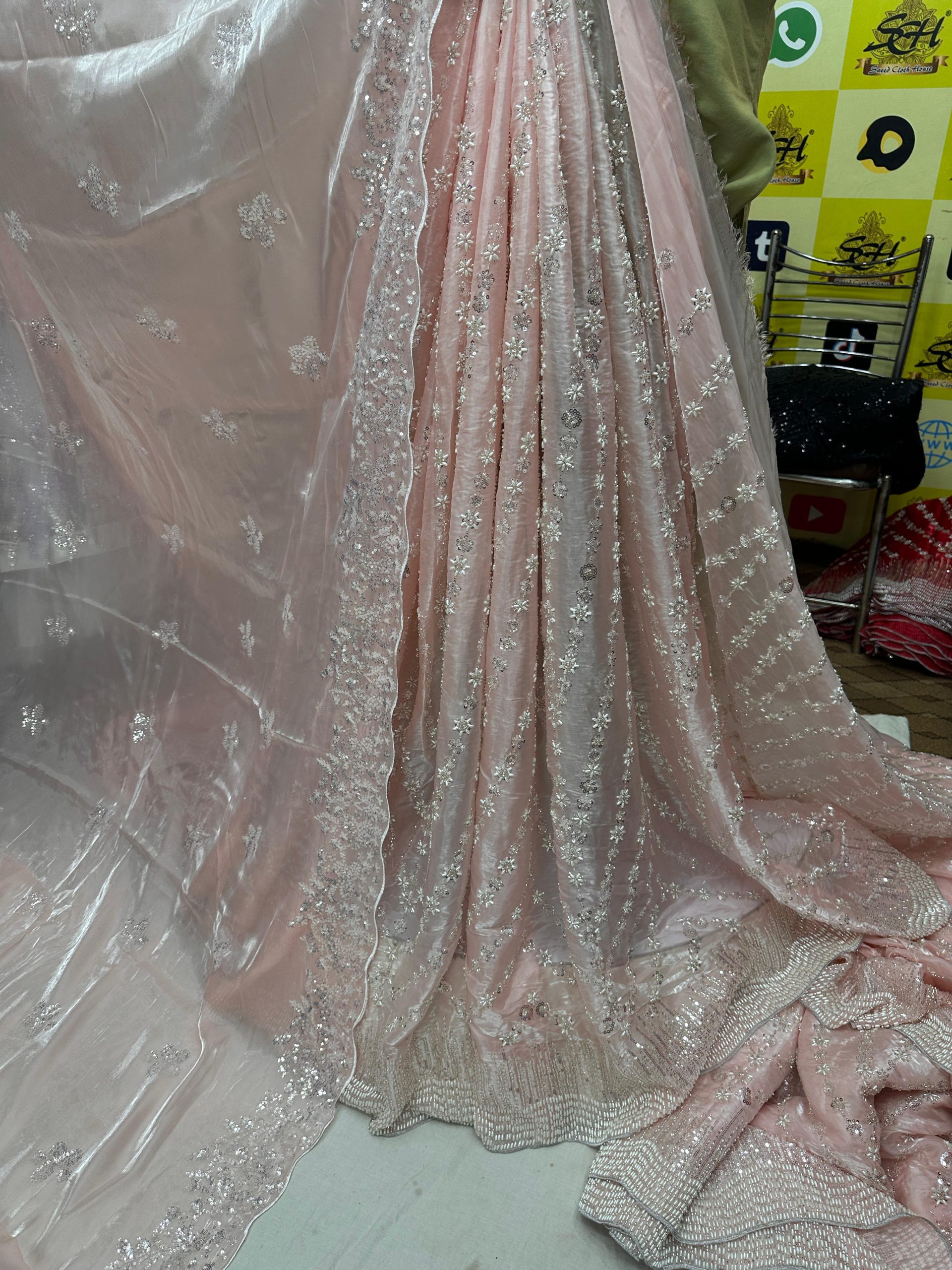 SC15 Light Pink Beads and sequence work Cutdana Fabrics