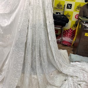 SC16 Off White Beads and sequence work Cutdana Fabrics