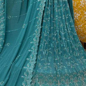 SC18 Green Beads and sequence work Cutdana Fabrics