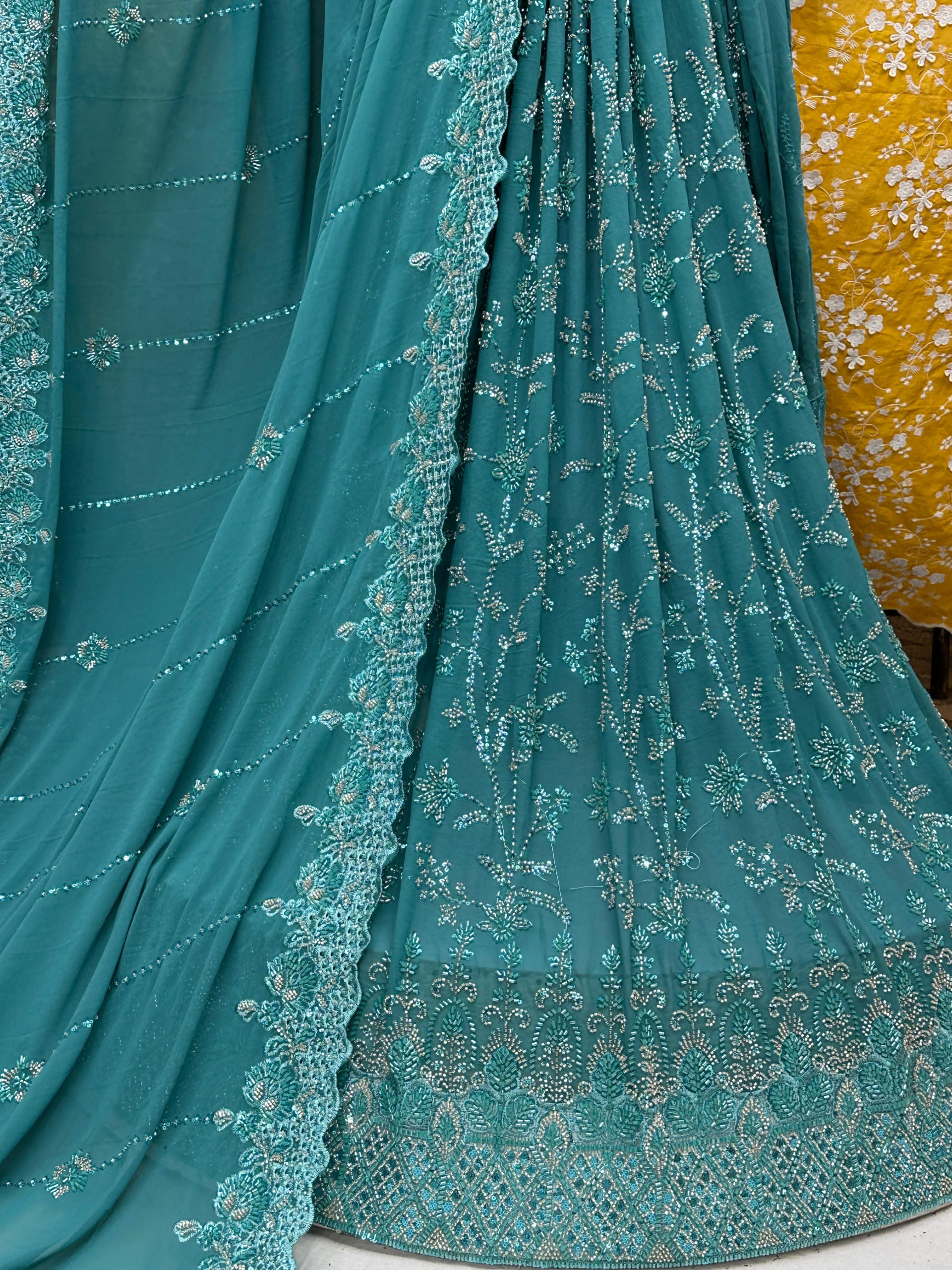 SC18 Green Beads and sequence work Cutdana Fabrics