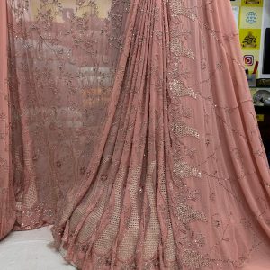 SC20 Peach Beads and sequence work Cutdana Fabrics