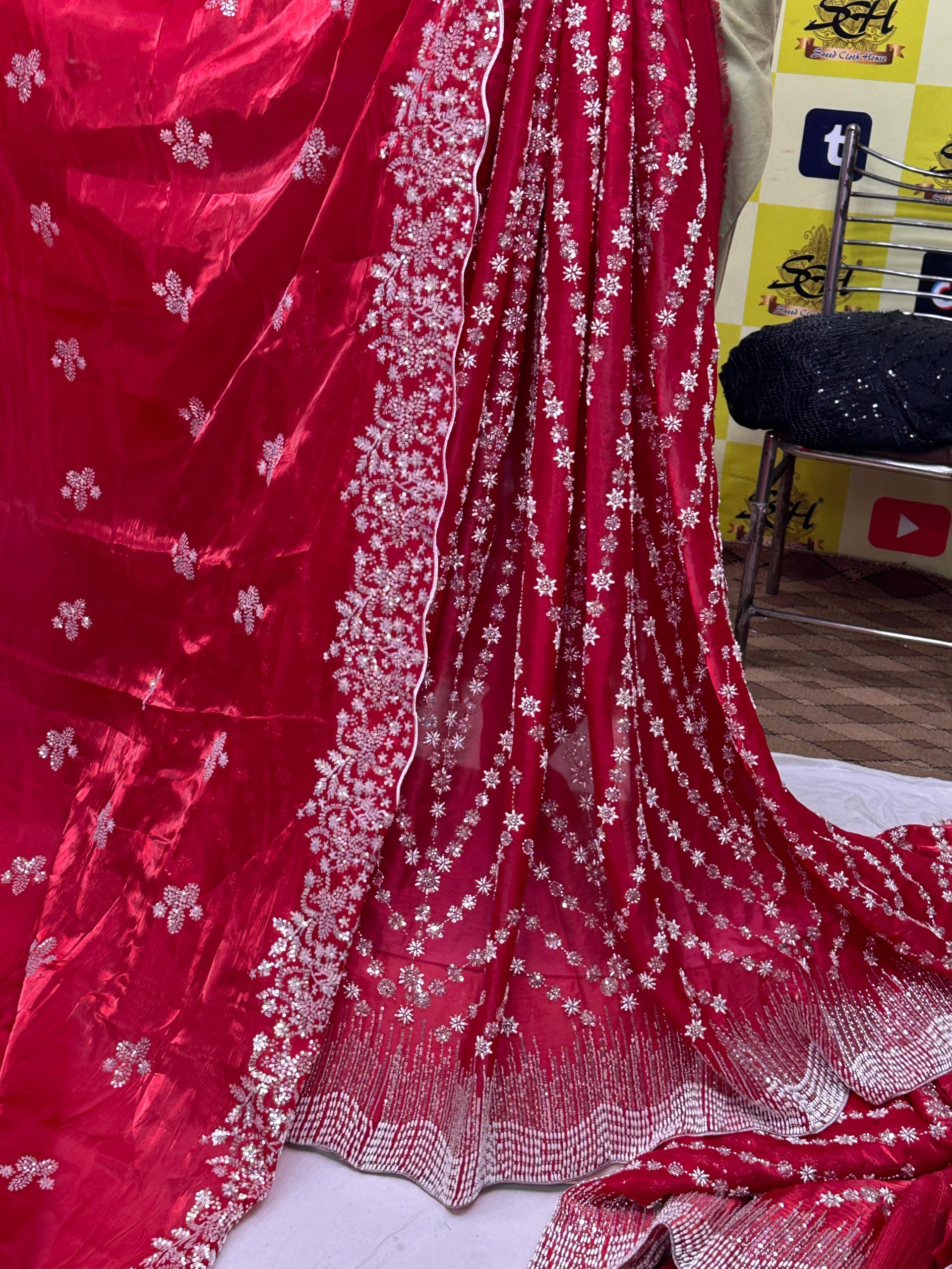 SC21 Red Beads and sequence work Cutdana Fabrics