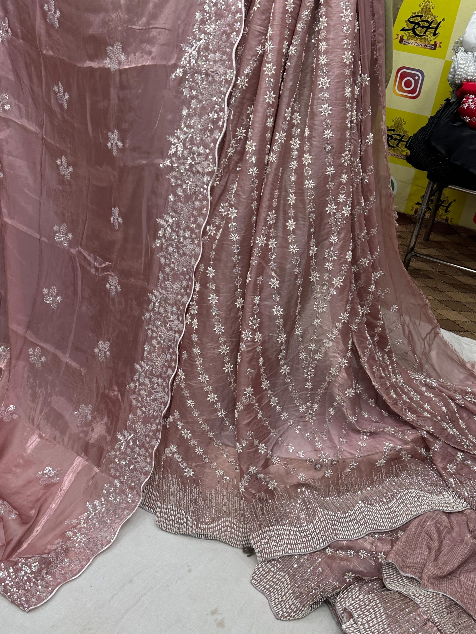 SC24 Dusty Rose and sequence work Cutdana Fabrics