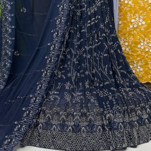 SC25 Navy Blue and sequence work Cutdana Fabrics